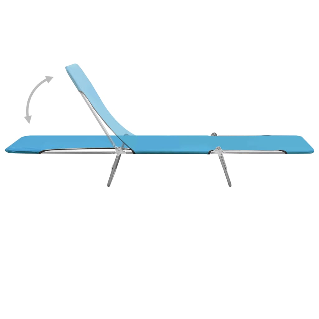 Chaises longues pliables lot de 2 Acier et tissu Bleu