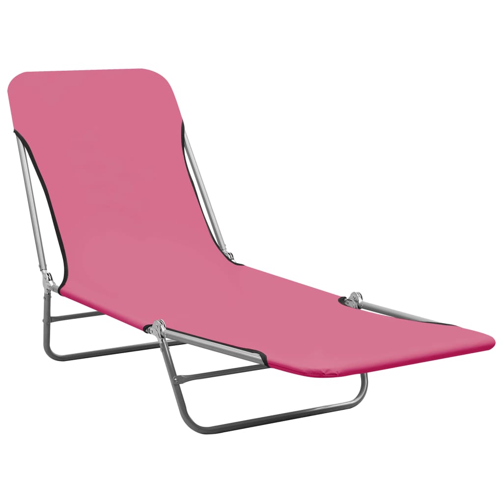 Chaises longues pliables lot de 2 Acier et tissu Rose