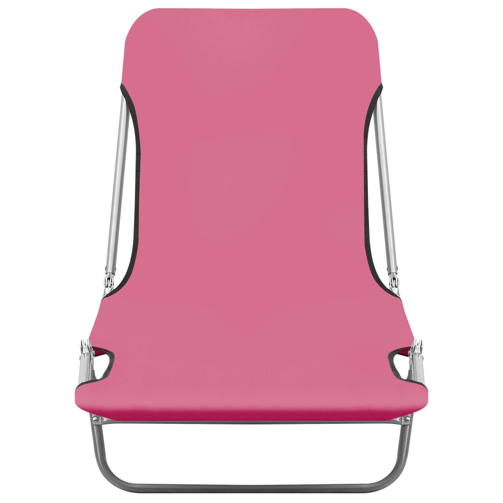 Chaises longues pliables lot de 2 Acier et tissu Rose