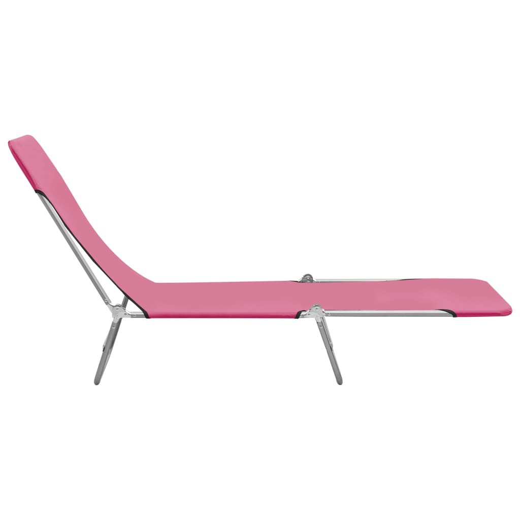 Chaises longues pliables lot de 2 Acier et tissu Rose