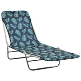 Folding lounge chairs set of 2 Steel fabric Leaf pattern