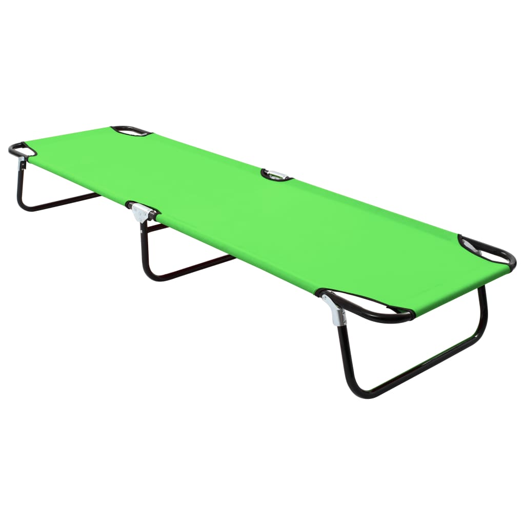 Chaise longue pliable acier vert