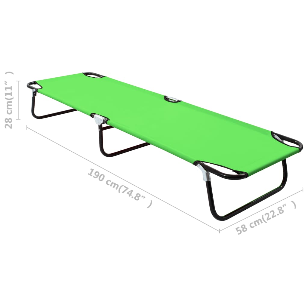 Chaise longue pliable acier vert