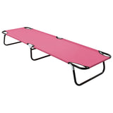 Chaise longue pliable acier rose