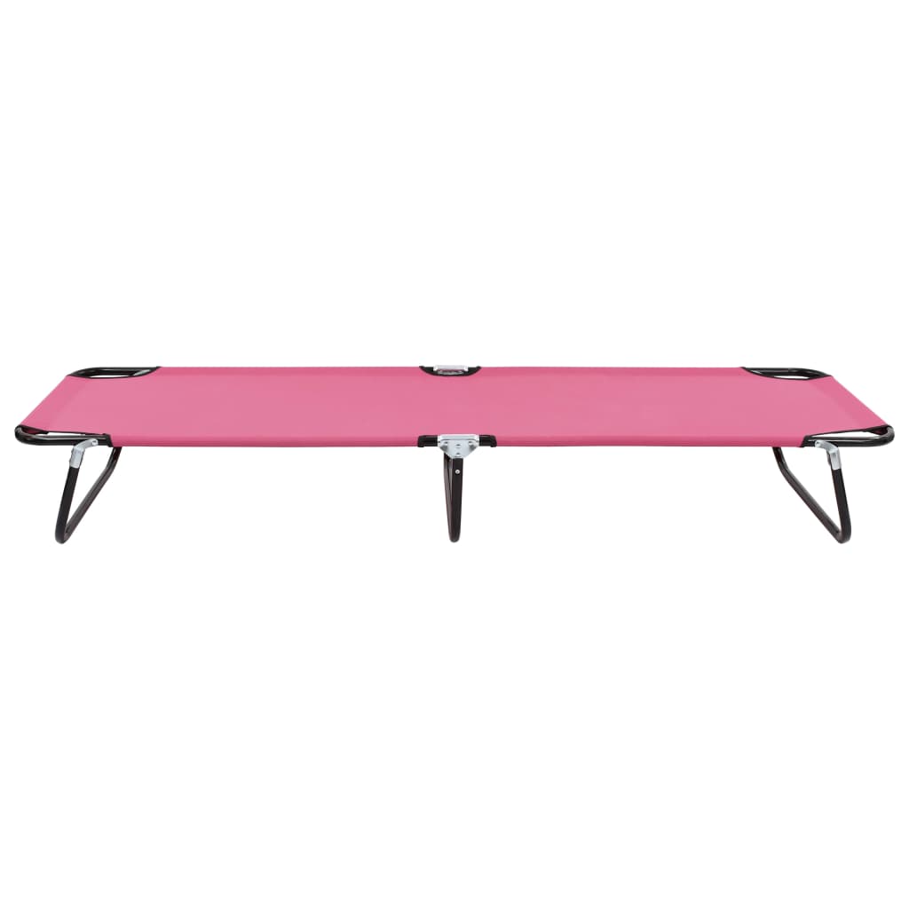 Chaise longue pliable acier rose