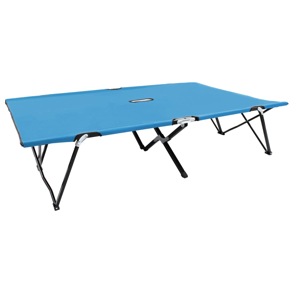 Chaise longue pliable 2 places bleu acier