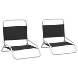 Chaises de plage pliables lot de 2 Noir Tissu