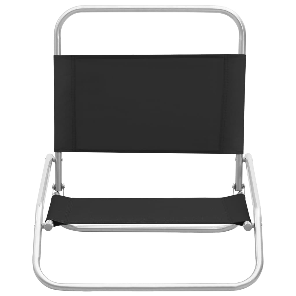 Chaises de plage pliables lot de 2 Noir Tissu