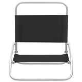 Chaises de plage pliables lot de 2 Noir Tissu