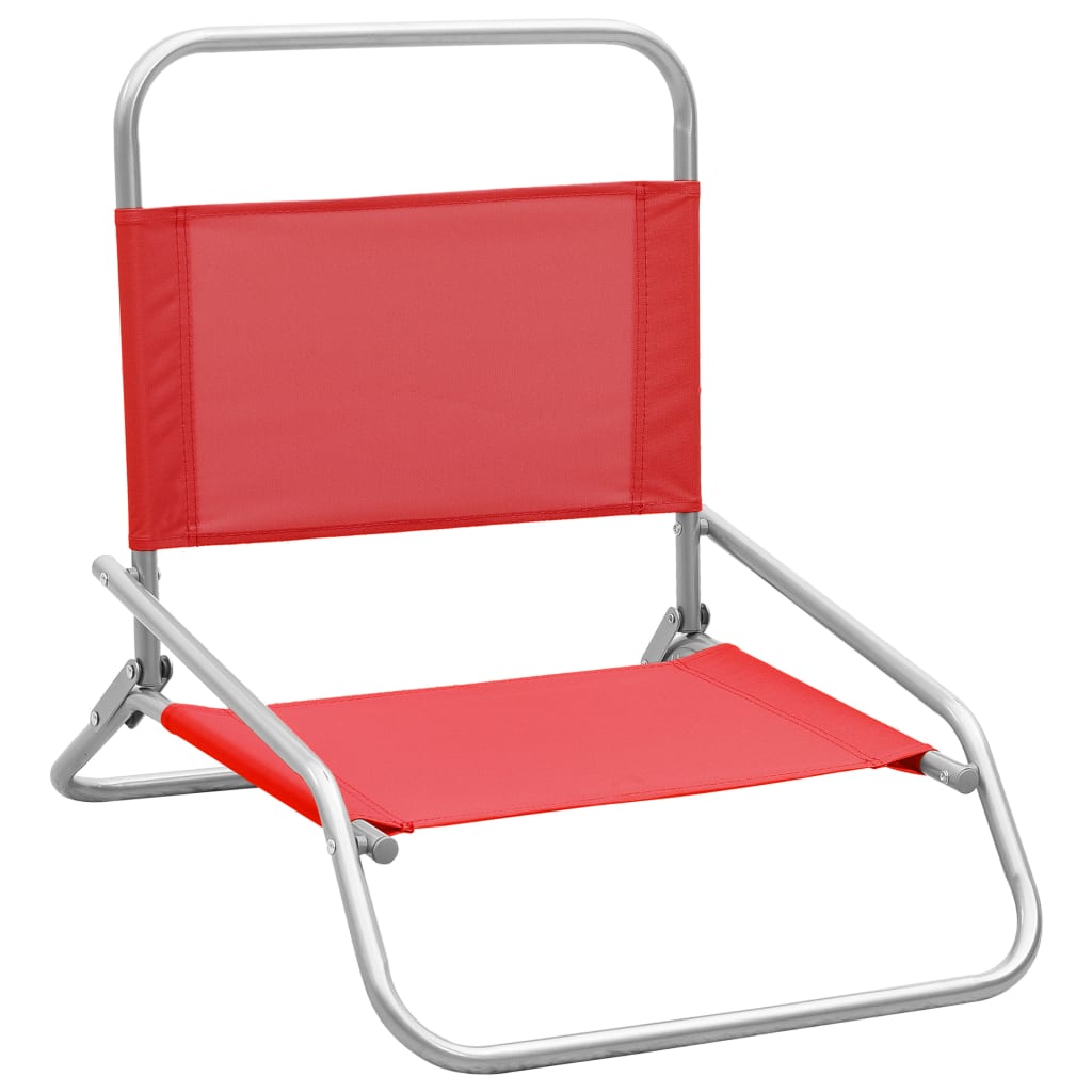 Chaises de plage pliables lot de 2 Rouge Tissu