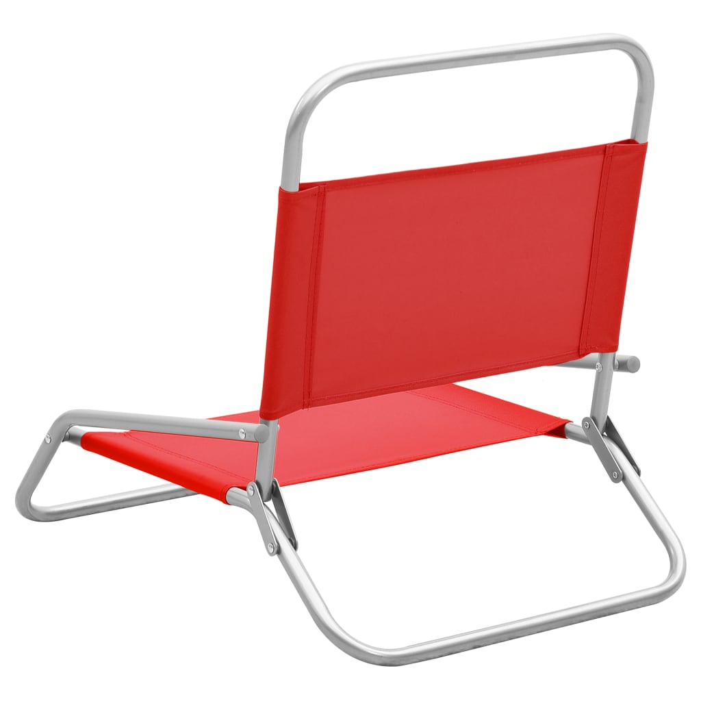 Chaises de plage pliables lot de 2 Rouge Tissu