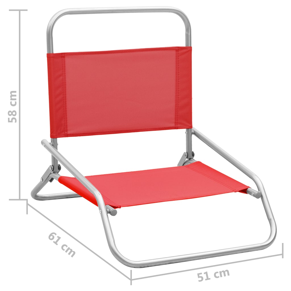 Chaises de plage pliables lot de 2 Rouge Tissu