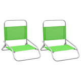 Folding Beach Chairs Set of 2 Green Fabric