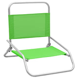 Folding Beach Chairs Set of 2 Green Fabric