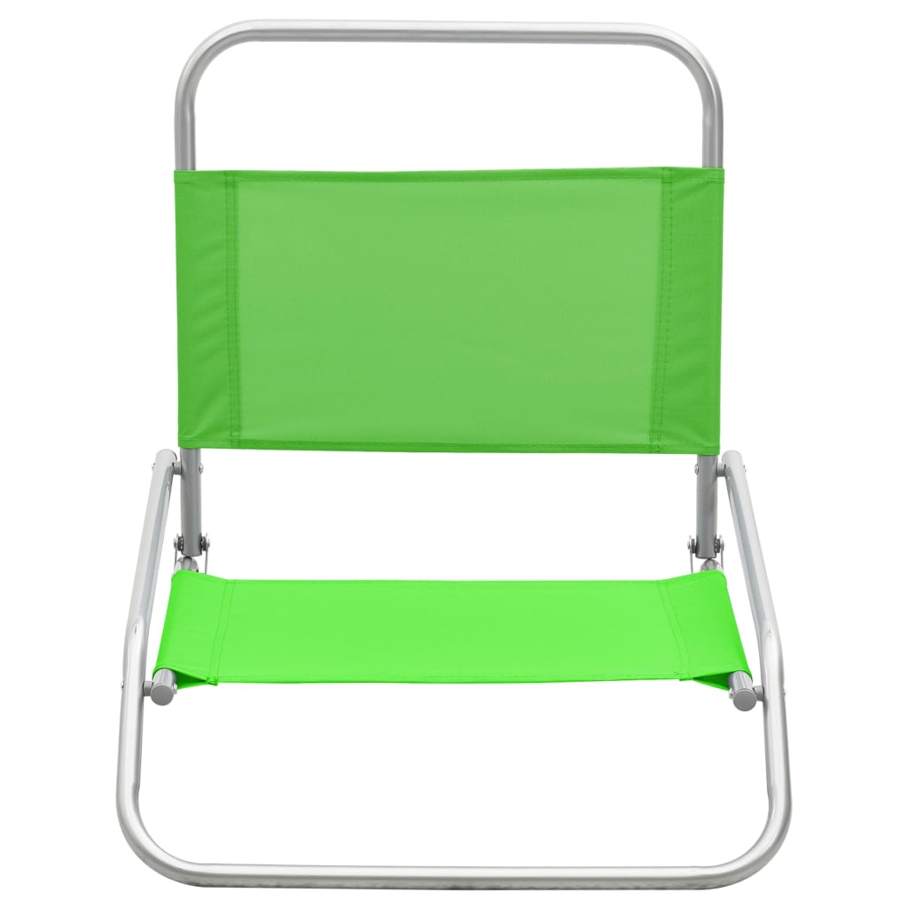 Folding Beach Chairs Set of 2 Green Fabric