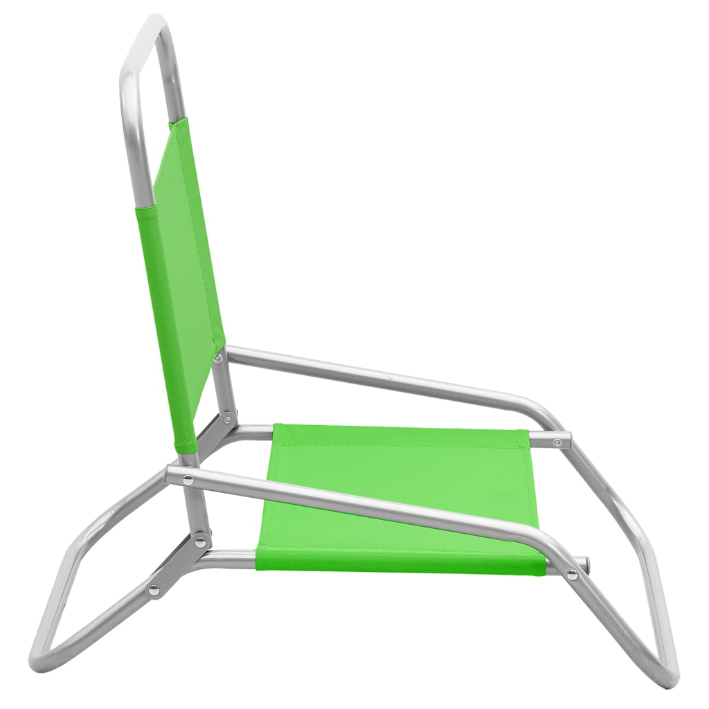 Folding Beach Chairs Set of 2 Green Fabric