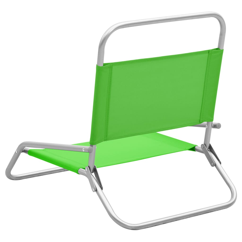 Folding Beach Chairs Set of 2 Green Fabric