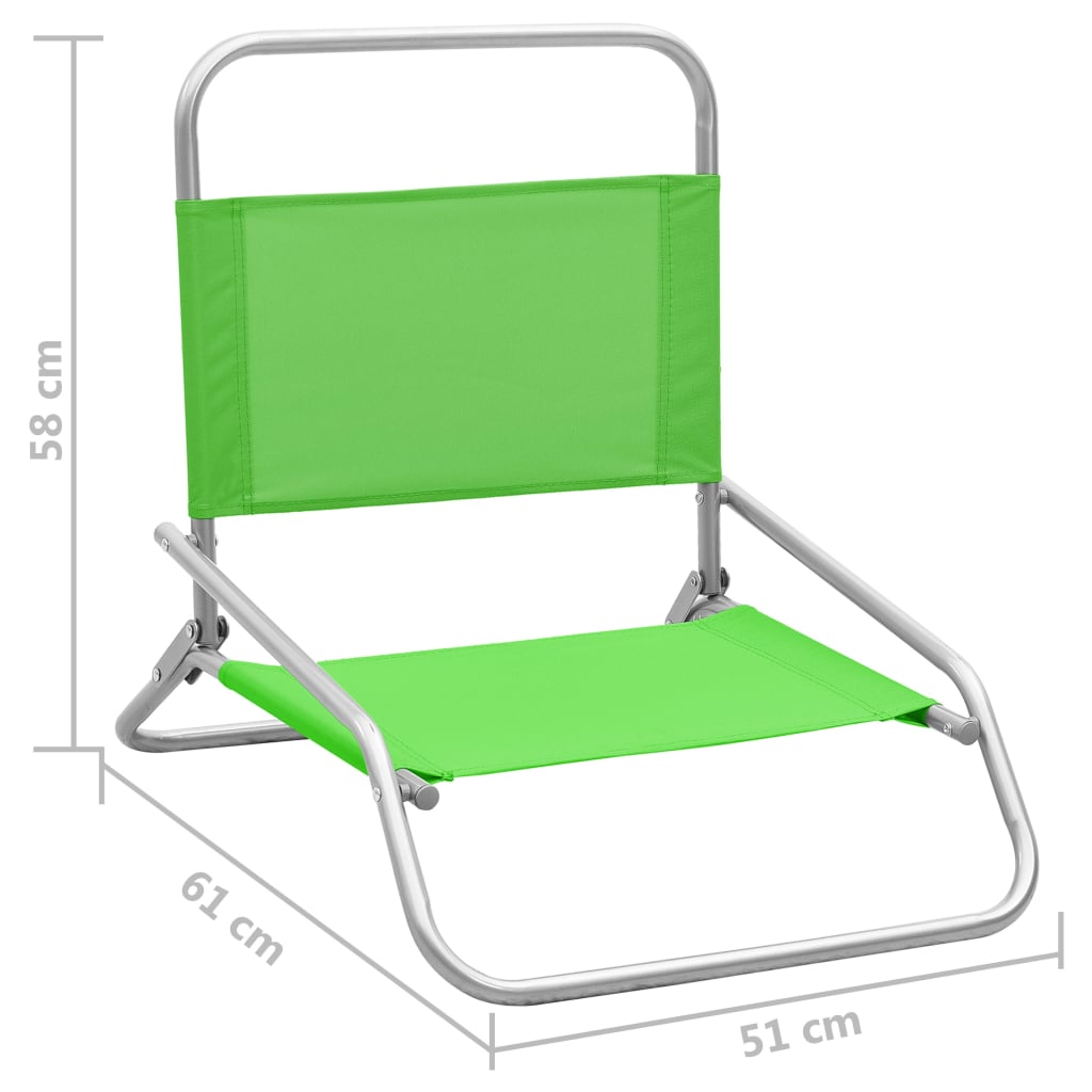 Folding Beach Chairs Set of 2 Green Fabric