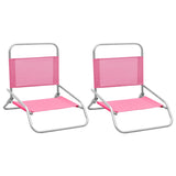 Chaises de plage pliables lot de 2 Rose Tissu