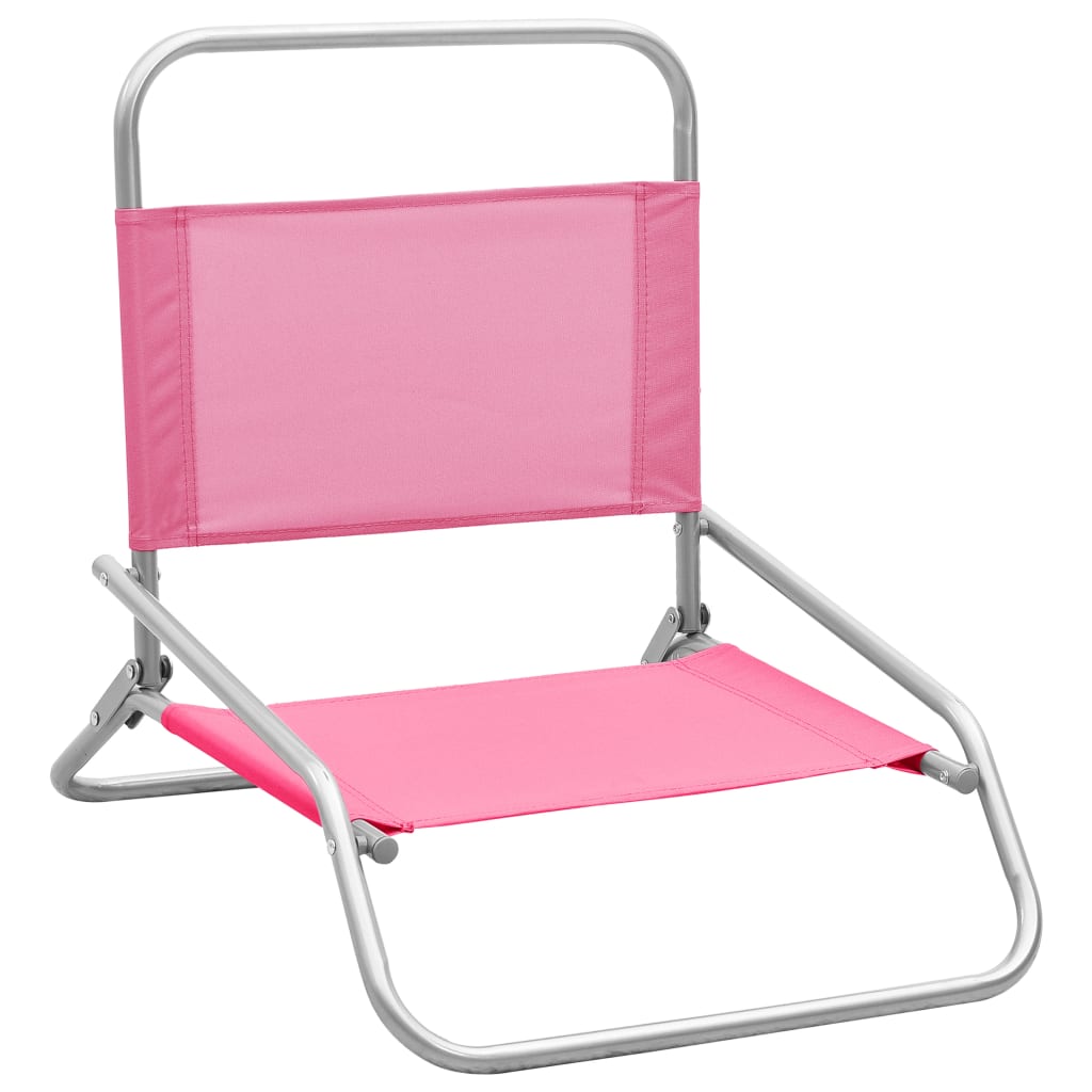 Chaises de plage pliables lot de 2 Rose Tissu