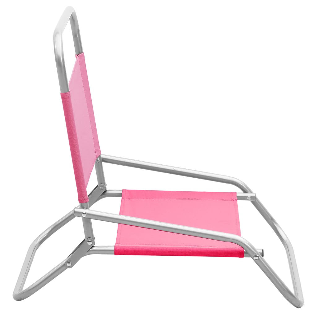 Chaises de plage pliables lot de 2 Rose Tissu