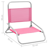 Chaises de plage pliables lot de 2 Rose Tissu