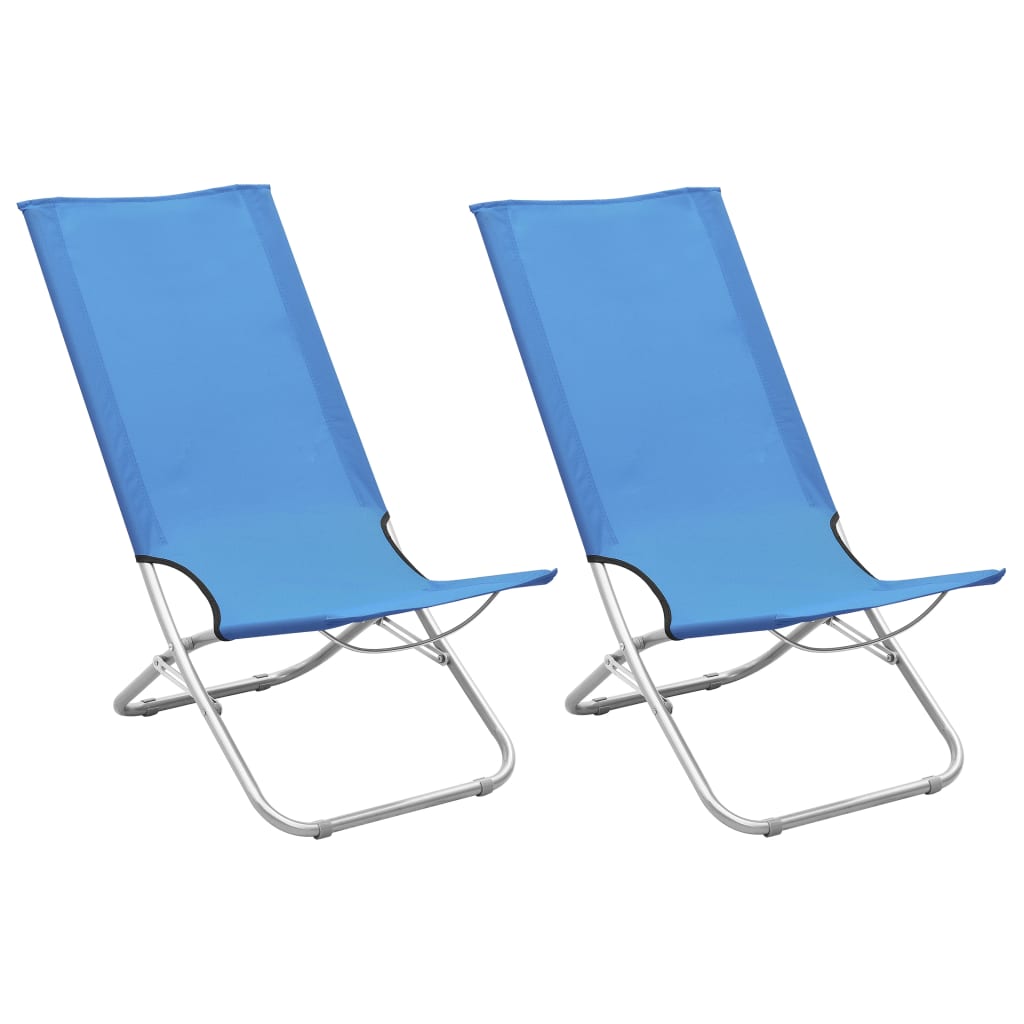 Chaises de plage pliables lot de 2 Bleu Tissu