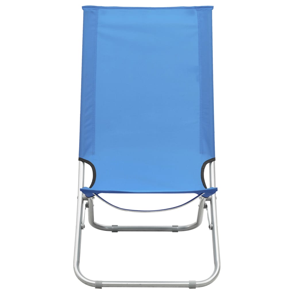 Chaises de plage pliables lot de 2 Bleu Tissu