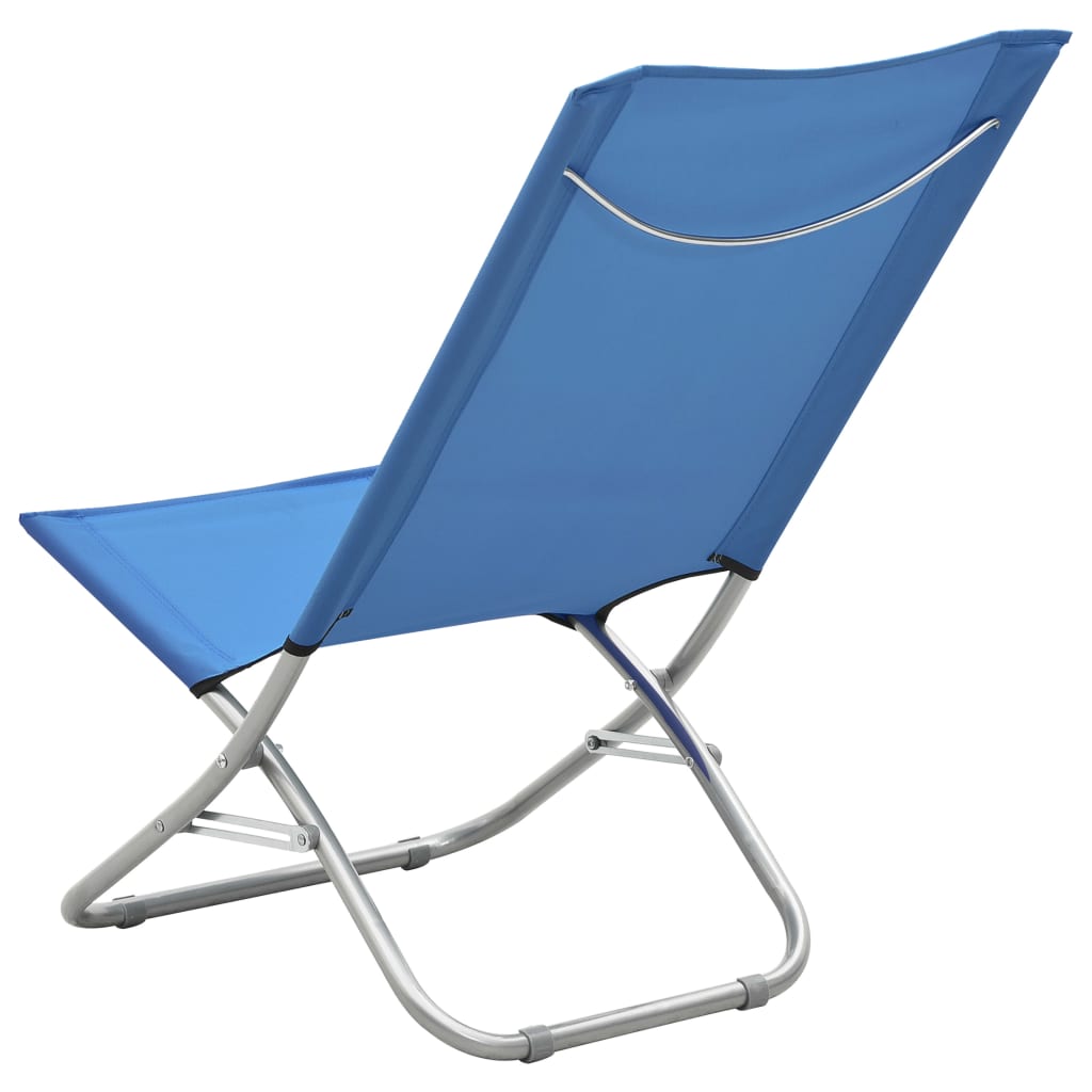 Chaises de plage pliables lot de 2 Bleu Tissu