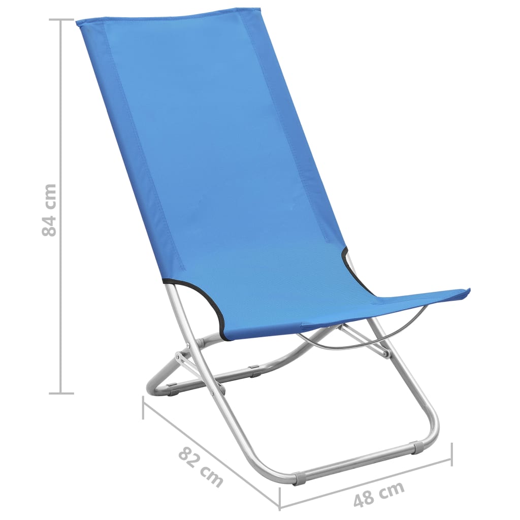 Chaises de plage pliables lot de 2 Bleu Tissu