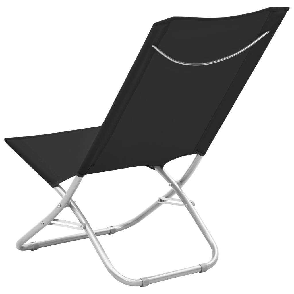 Chaises de plage pliables lot de 2 Noir Tissu