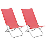 Chaises de plage pliables lot de 2 Rouge Tissu