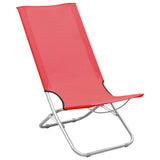 Chaises de plage pliables lot de 2 Rouge Tissu