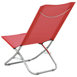 Chaises de plage pliables lot de 2 Rouge Tissu