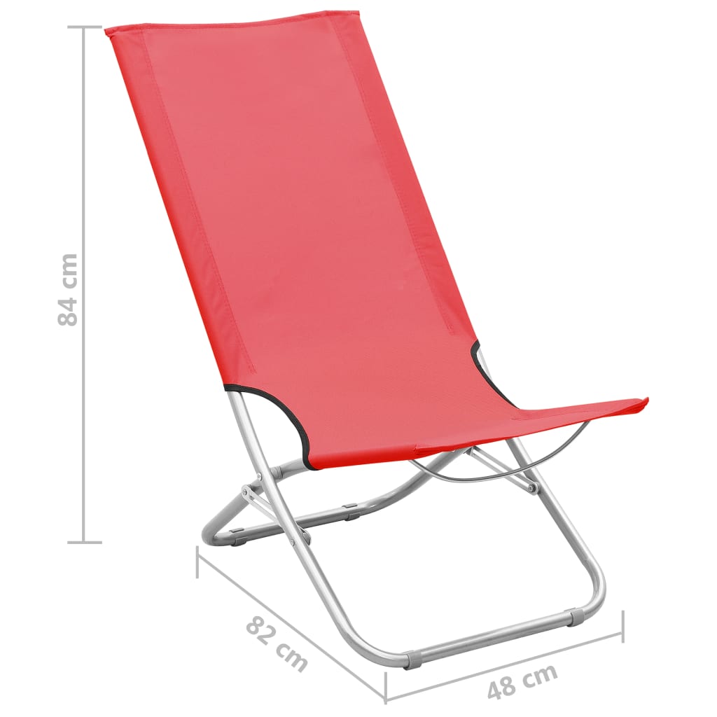 Chaises de plage pliables lot de 2 Rouge Tissu