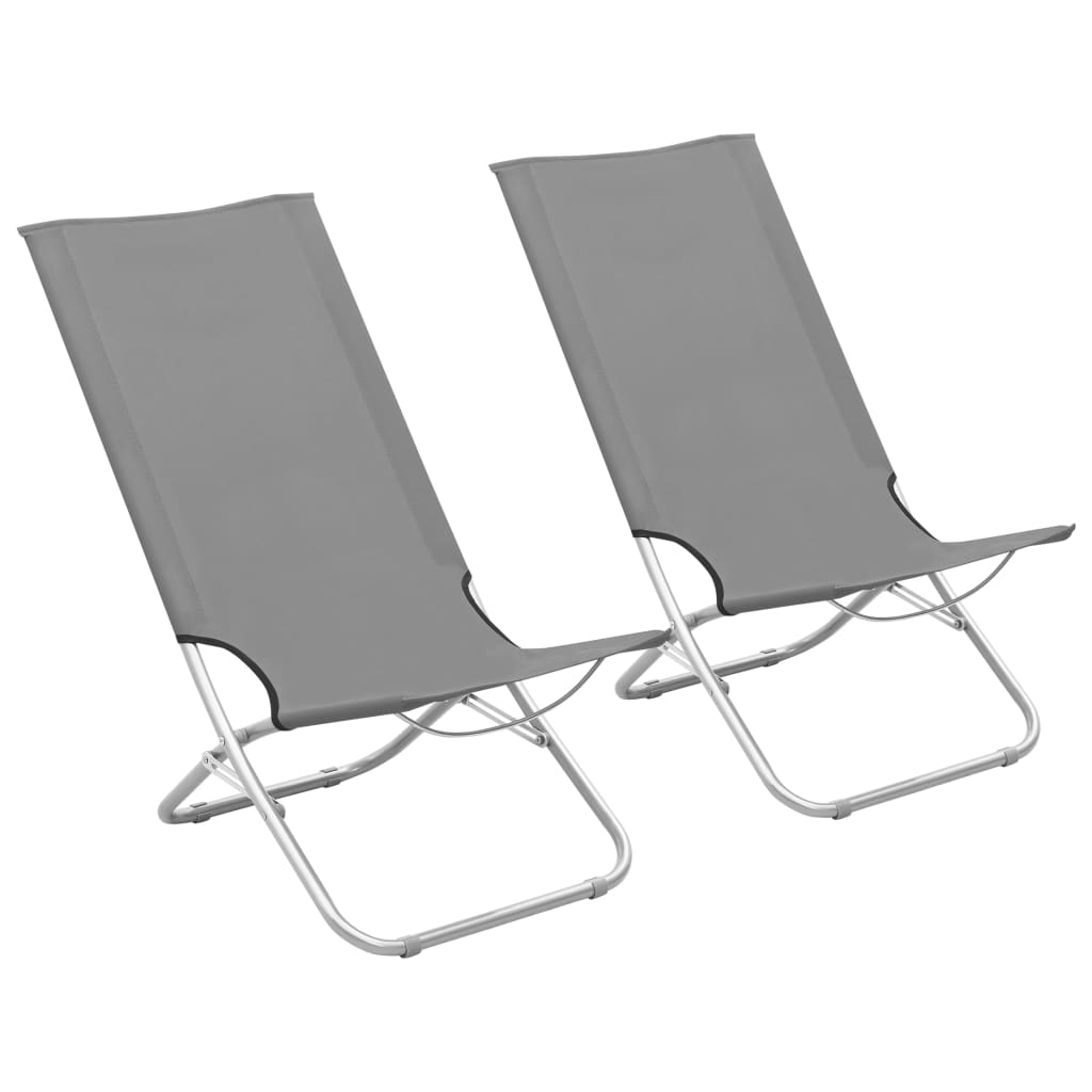 Chaises de plage pliables lot de 2 Gris Tissu