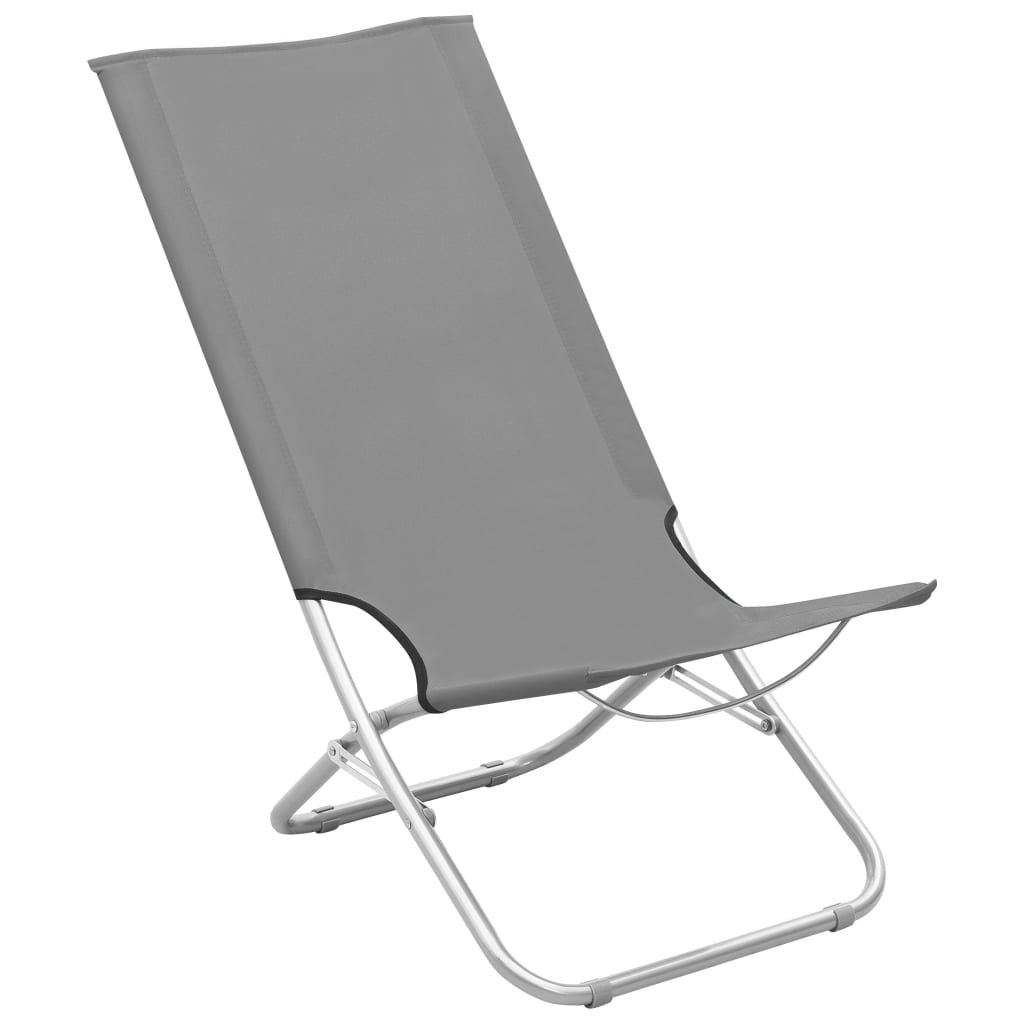 Chaises de plage pliables lot de 2 Gris Tissu