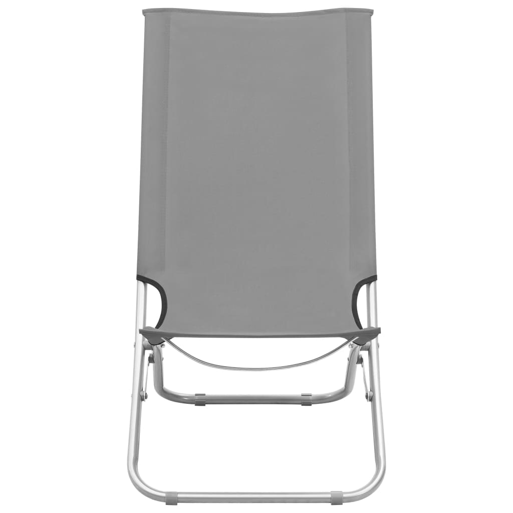 Chaises de plage pliables lot de 2 Gris Tissu