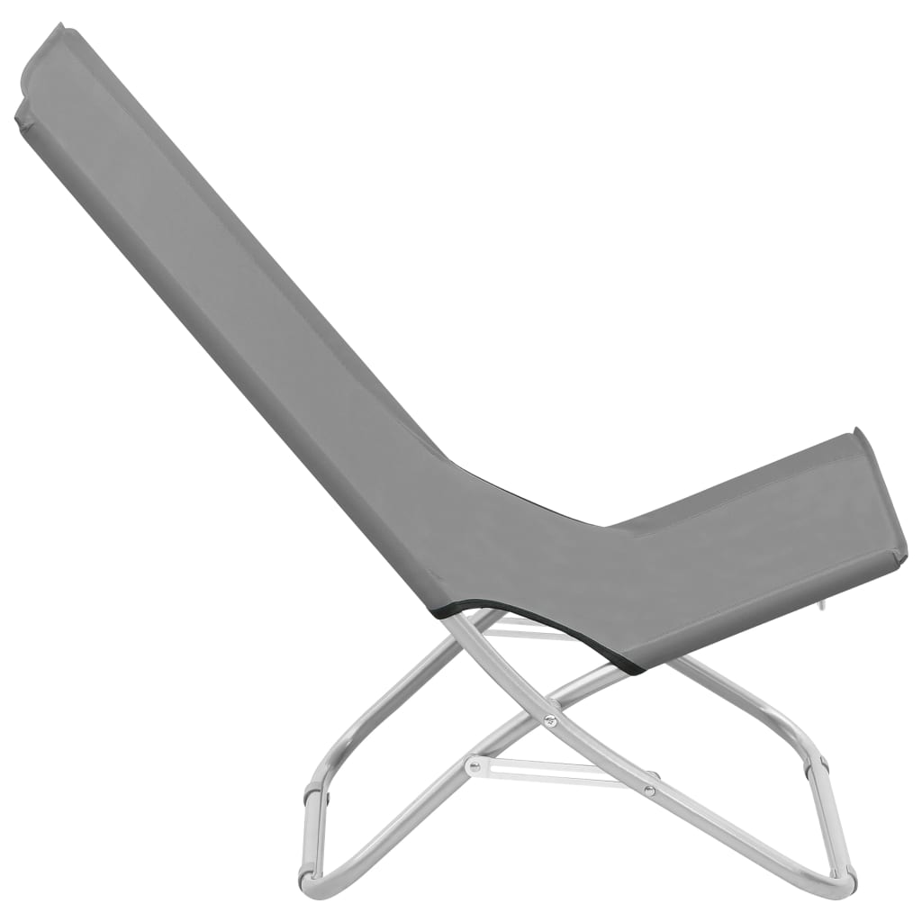 Chaises de plage pliables lot de 2 Gris Tissu