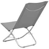 Chaises de plage pliables lot de 2 Gris Tissu