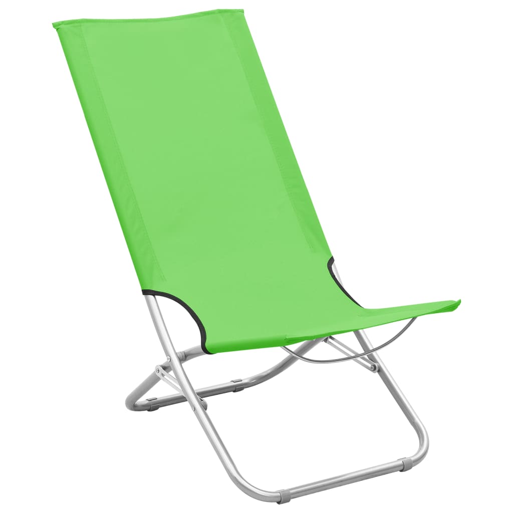 Chaises de plage pliables lot de 2 Vert Tissu