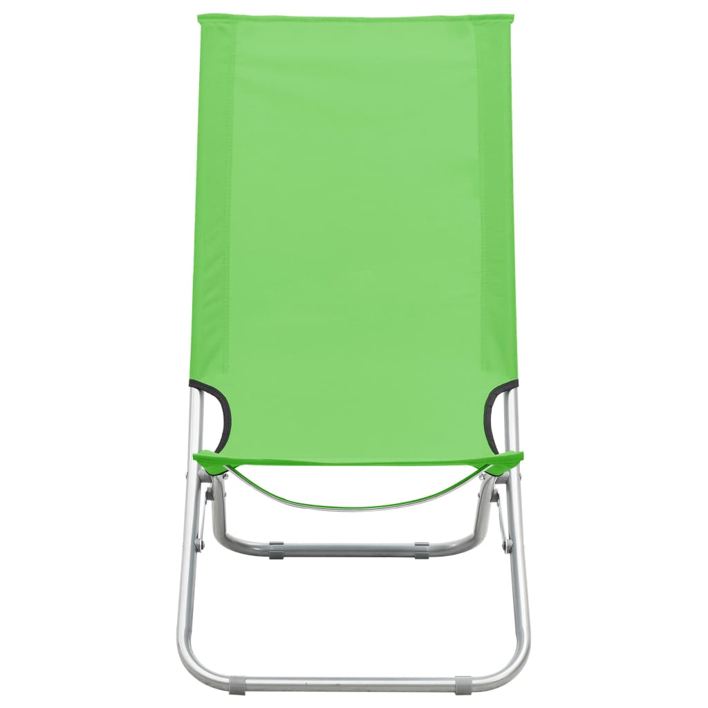 Chaises de plage pliables lot de 2 Vert Tissu