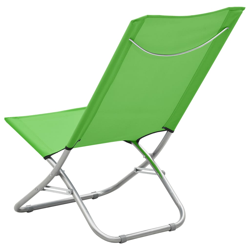 Chaises de plage pliables lot de 2 Vert Tissu