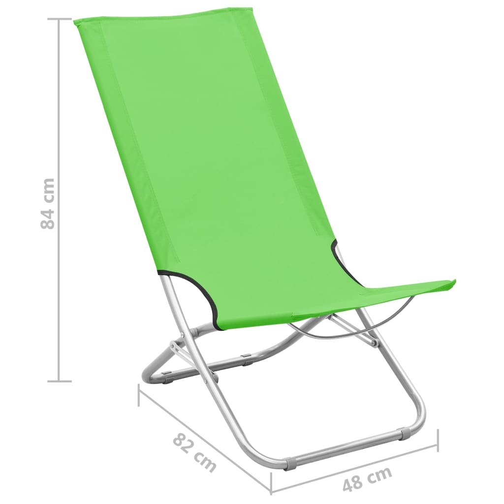 Chaises de plage pliables lot de 2 Vert Tissu