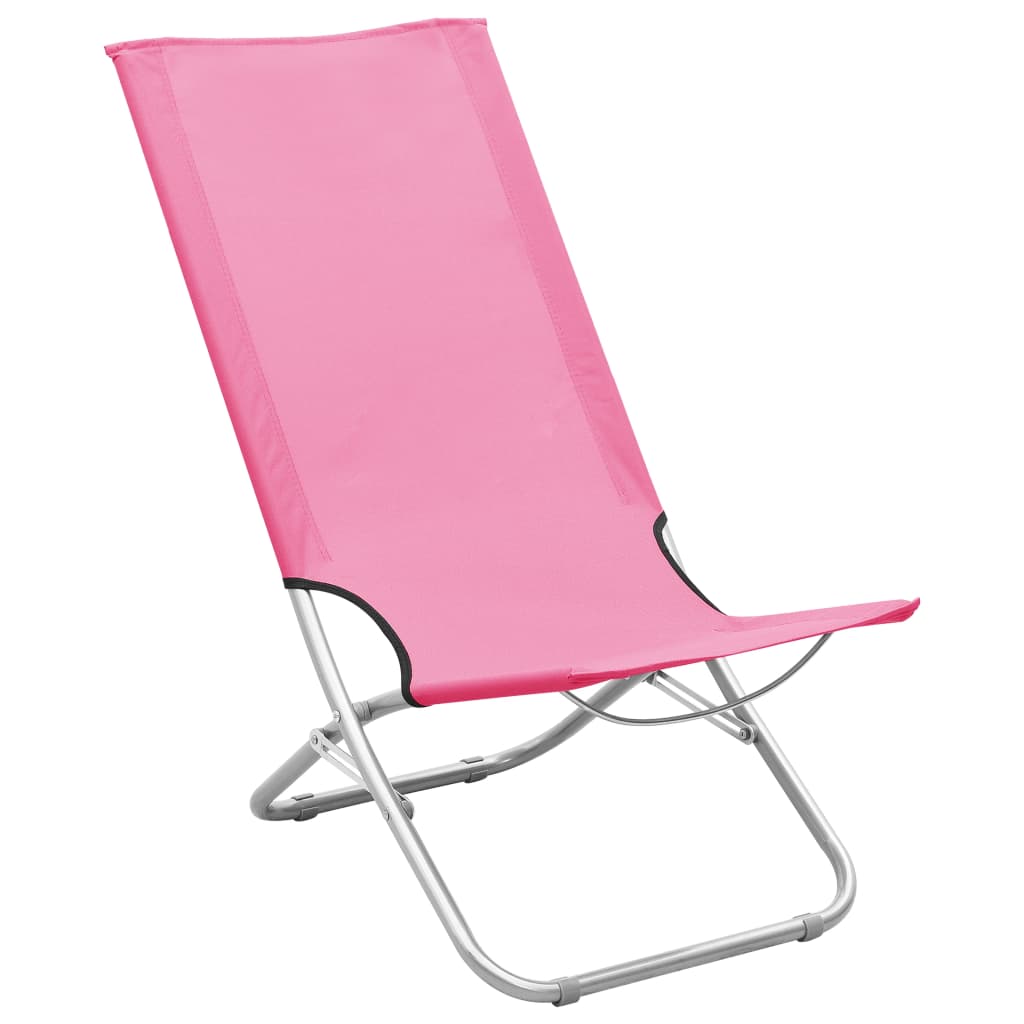 Chaises de plage pliables lot de 2 Rose Tissu