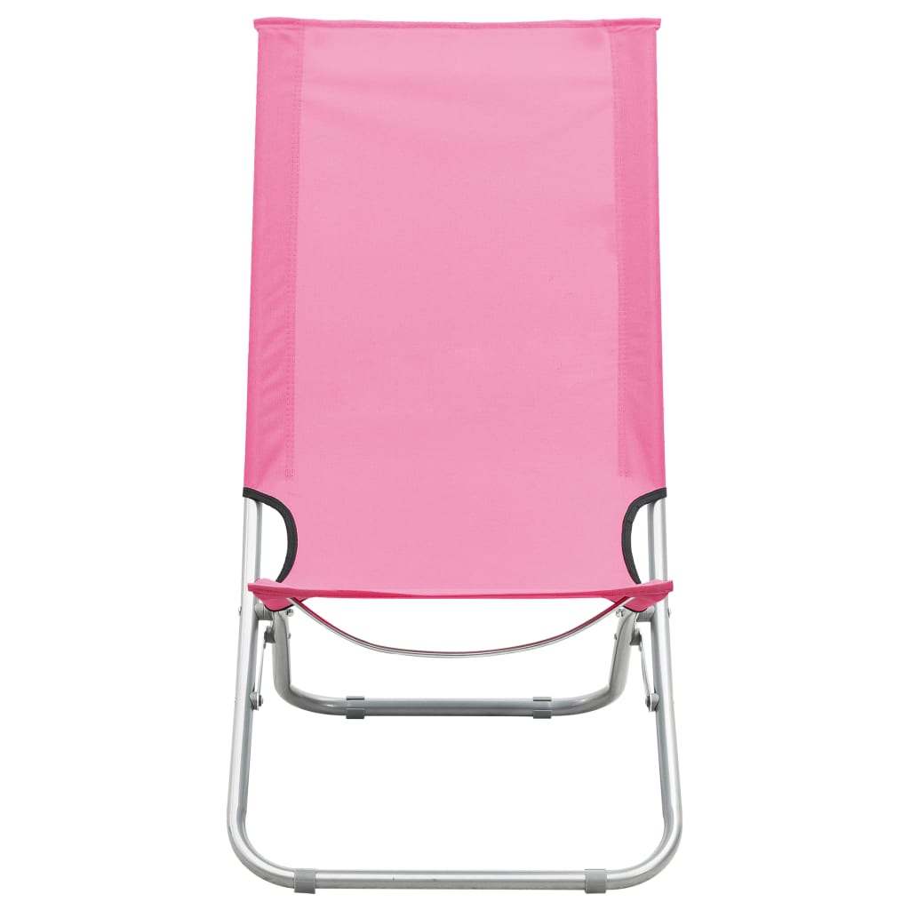 Chaises de plage pliables lot de 2 Rose Tissu