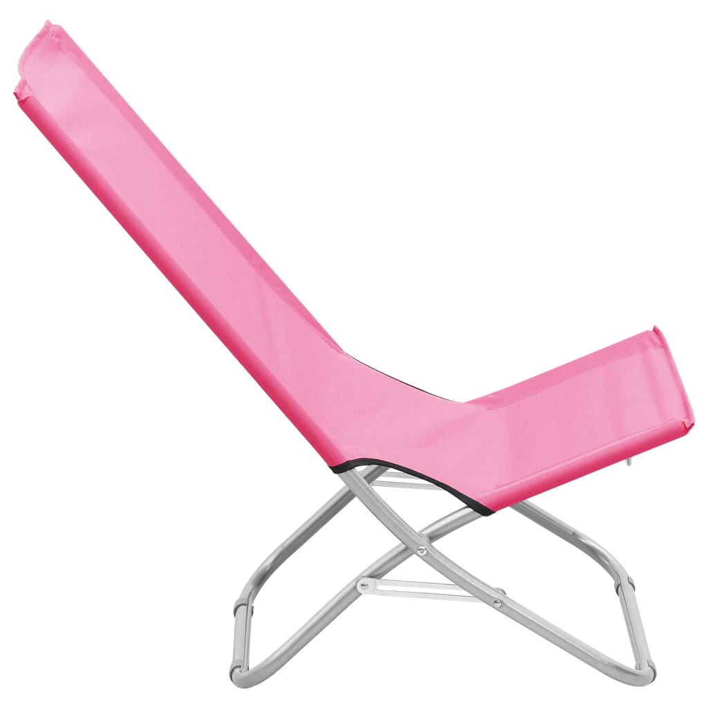 Chaises de plage pliables lot de 2 Rose Tissu