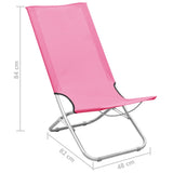 Chaises de plage pliables lot de 2 Rose Tissu