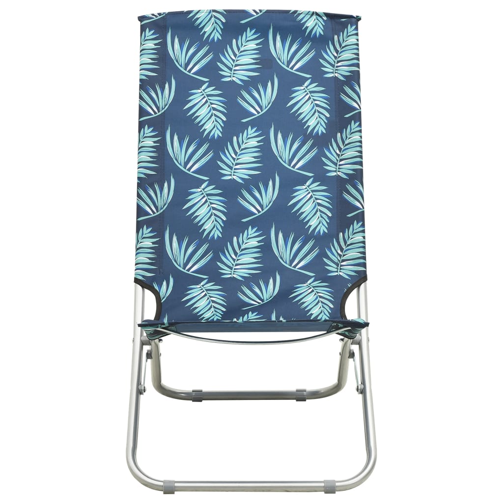 Chaises de plage pliables lot de 2 Motif de feuilles Tissu