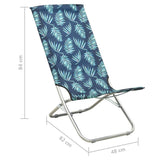 Chaises de plage pliables lot de 2 Motif de feuilles Tissu